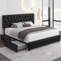 cozzhome Leather Platform Bed with 4 Drawers – Luxurious Storage Bed for Organized Bedrooms